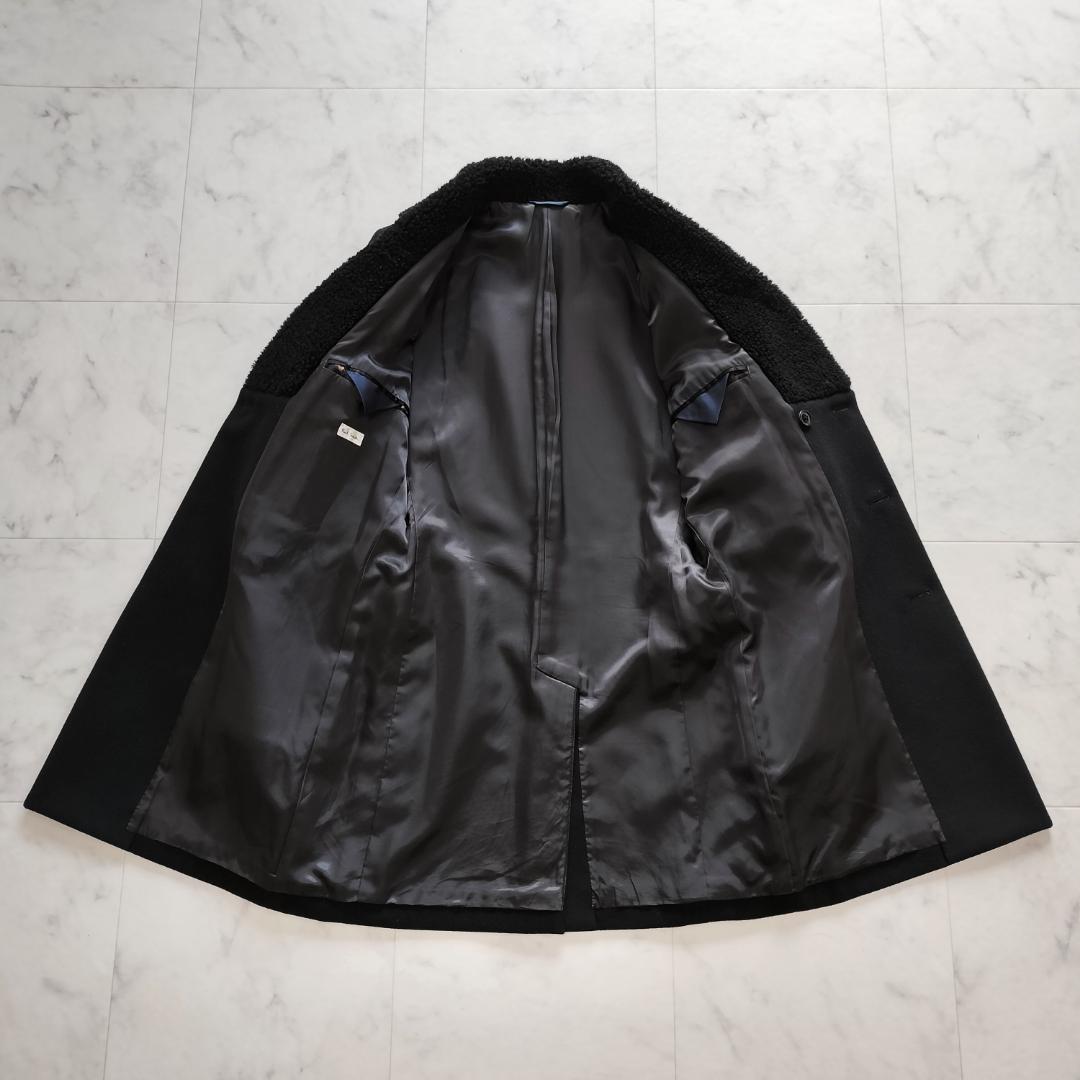 ポールスミス 12AW 深海 ムートン切替ダブルブレストチェスターコート M