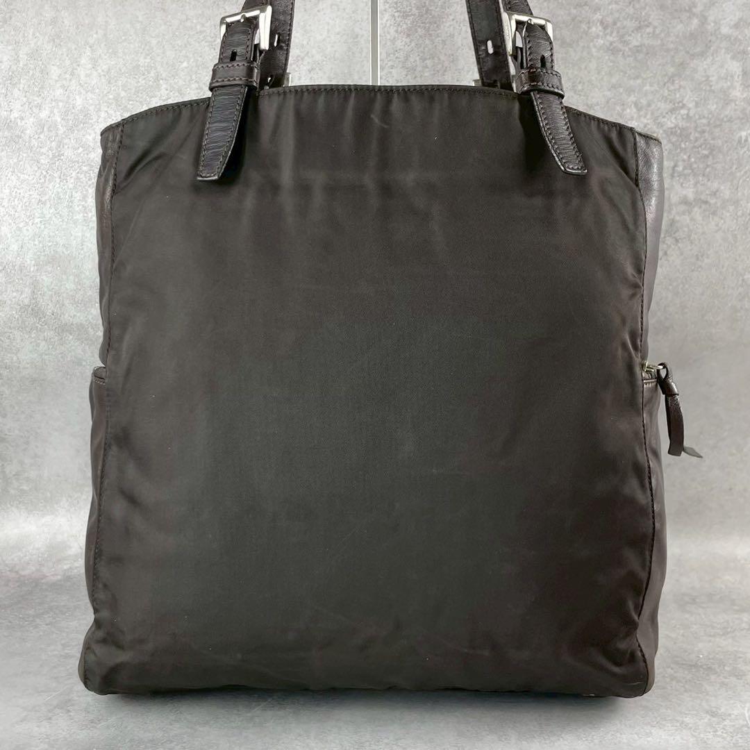 美品✨PRADA トートバッグ A4 ハンド ビジネス レザーナイロン ブラウン