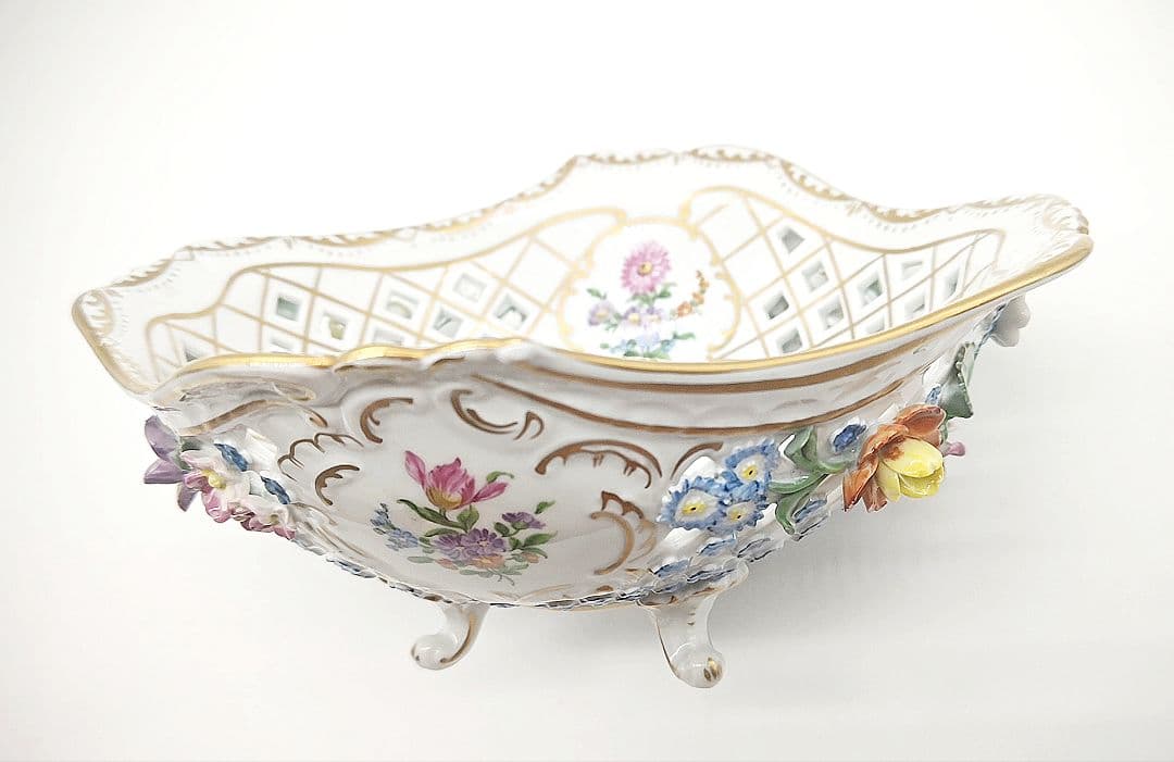 未使用品 SPドレスデン カールティーメ工房 オープンワーク フラワーバスケット