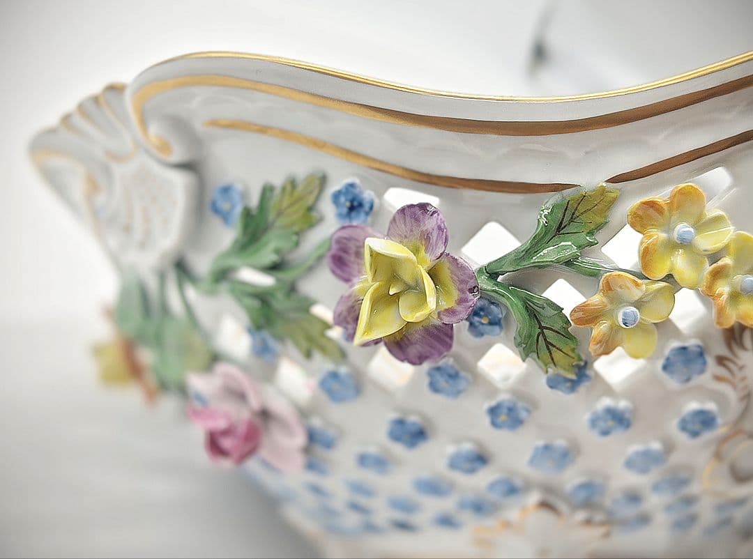 未使用品 SPドレスデン カールティーメ工房 オープンワーク フラワーバスケット