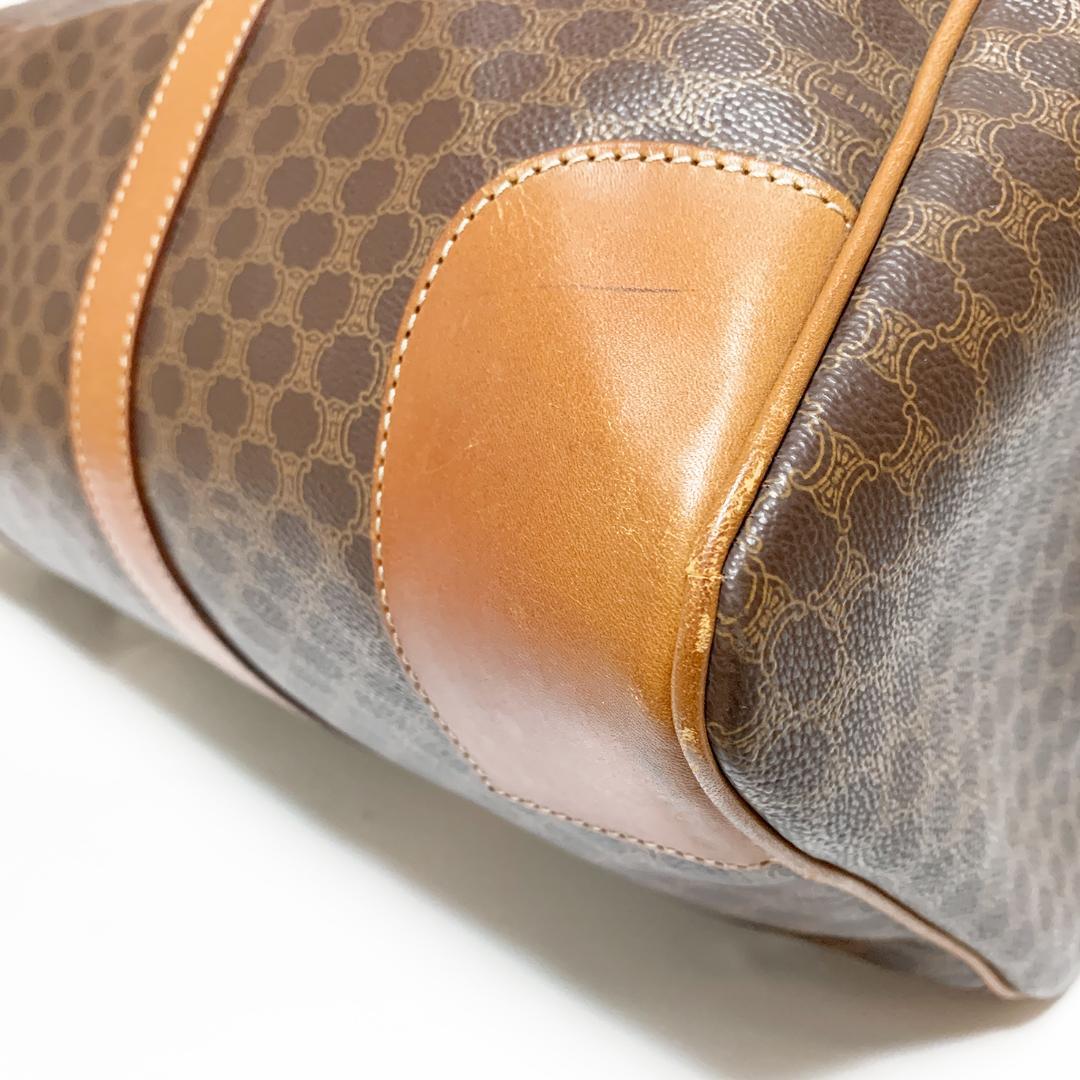 CELINE ボストンバッグ マカダム柄 PVC レザー ゴールド金具