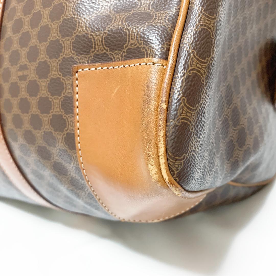 CELINE ボストンバッグ マカダム柄 PVC レザー ゴールド金具