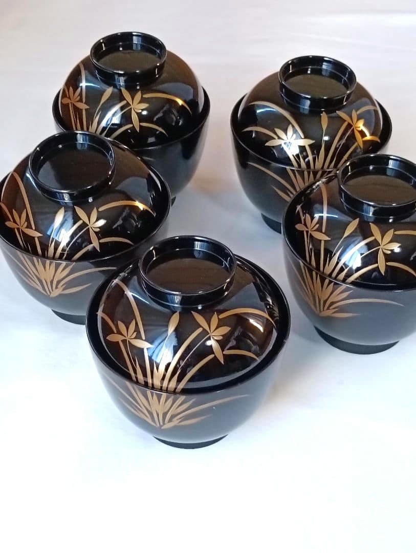 山中漆器　喜八　蘭　 椀 5個セット