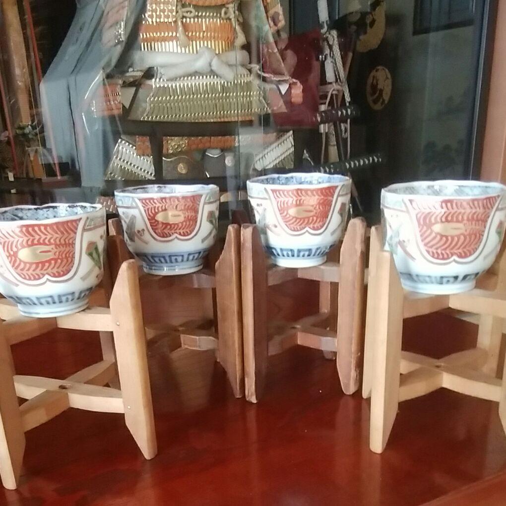 169  古伊万里　色絵　4客+1客