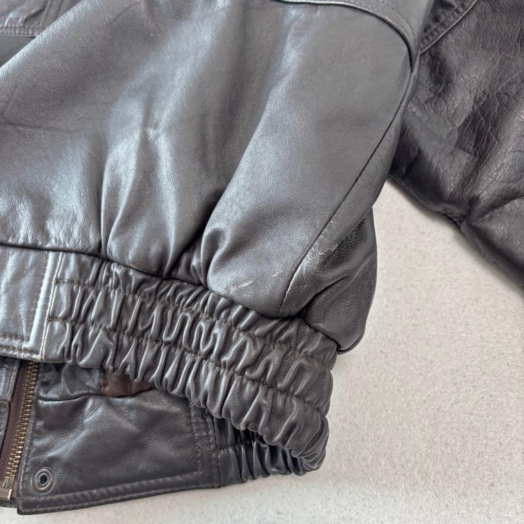 vintage leather jacket A-2 brown L 本革 短丈