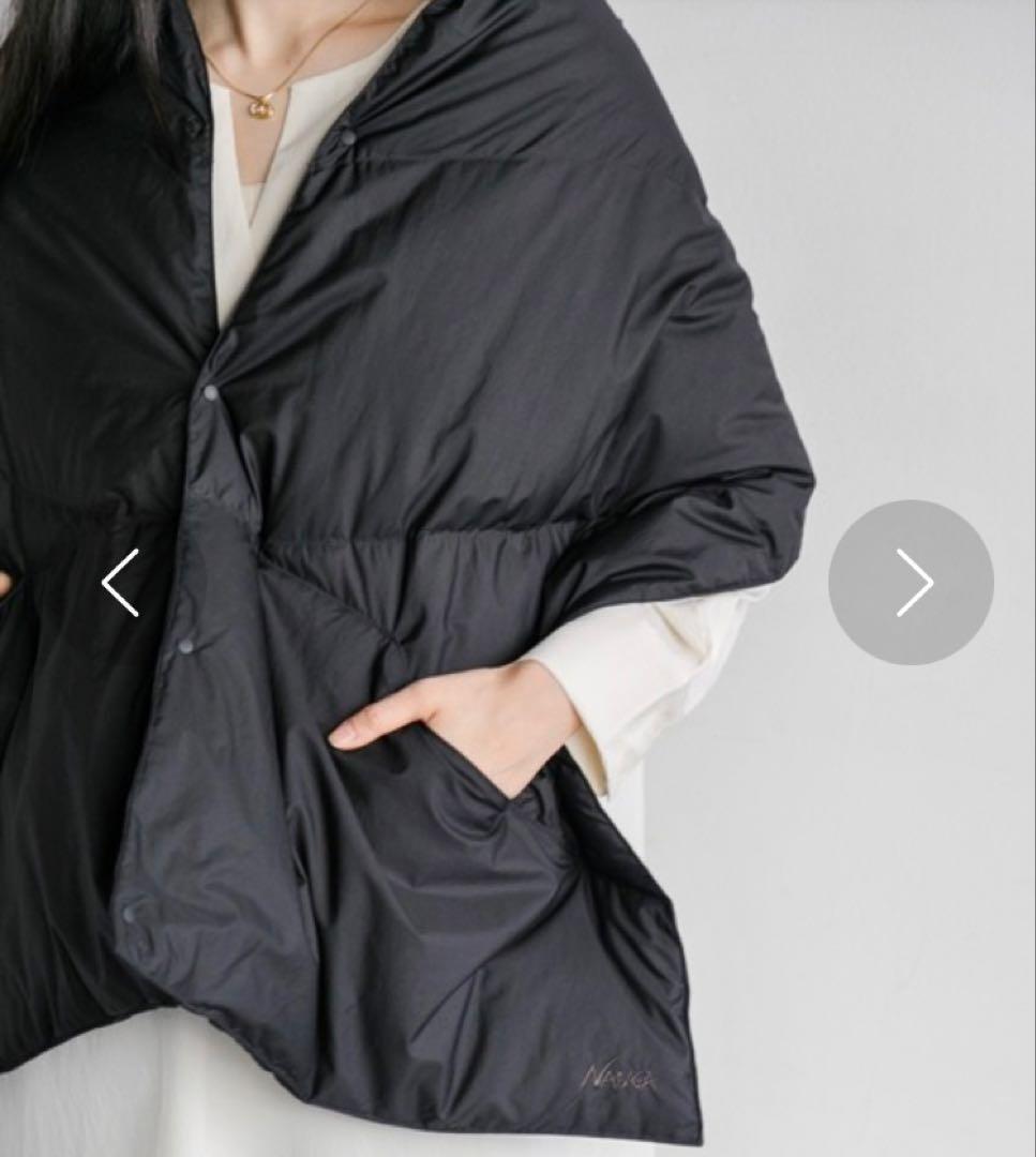 ☆★美品 NANGA ブラック ダウンポンチョ　ショール マフラー★☆