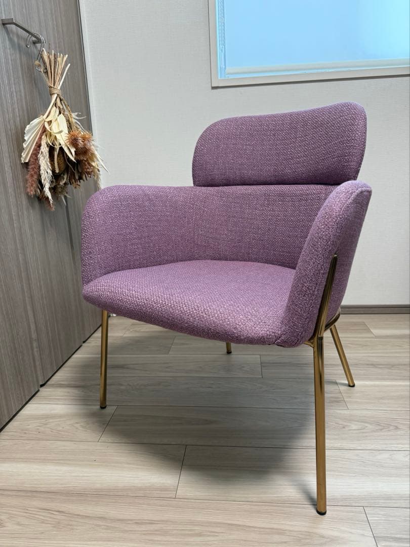 カナデモノ 椅子　Linen Round Lounge Chair - Pink
