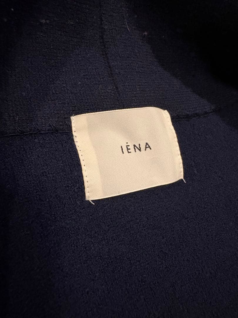 IENA カシミヤ混　ダブルフェイスニット　ガウン　カーディガン　ダークネイビー