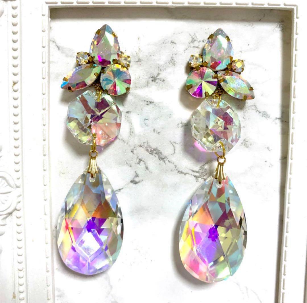 meitel99 様A440♡スワロフスキー　特殊　幻想グリーン　ビジューピアス
