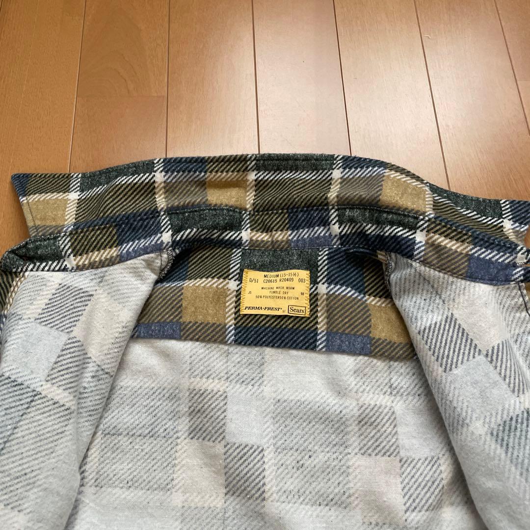 70s sears PERMA-PREST プリントネルシャツ