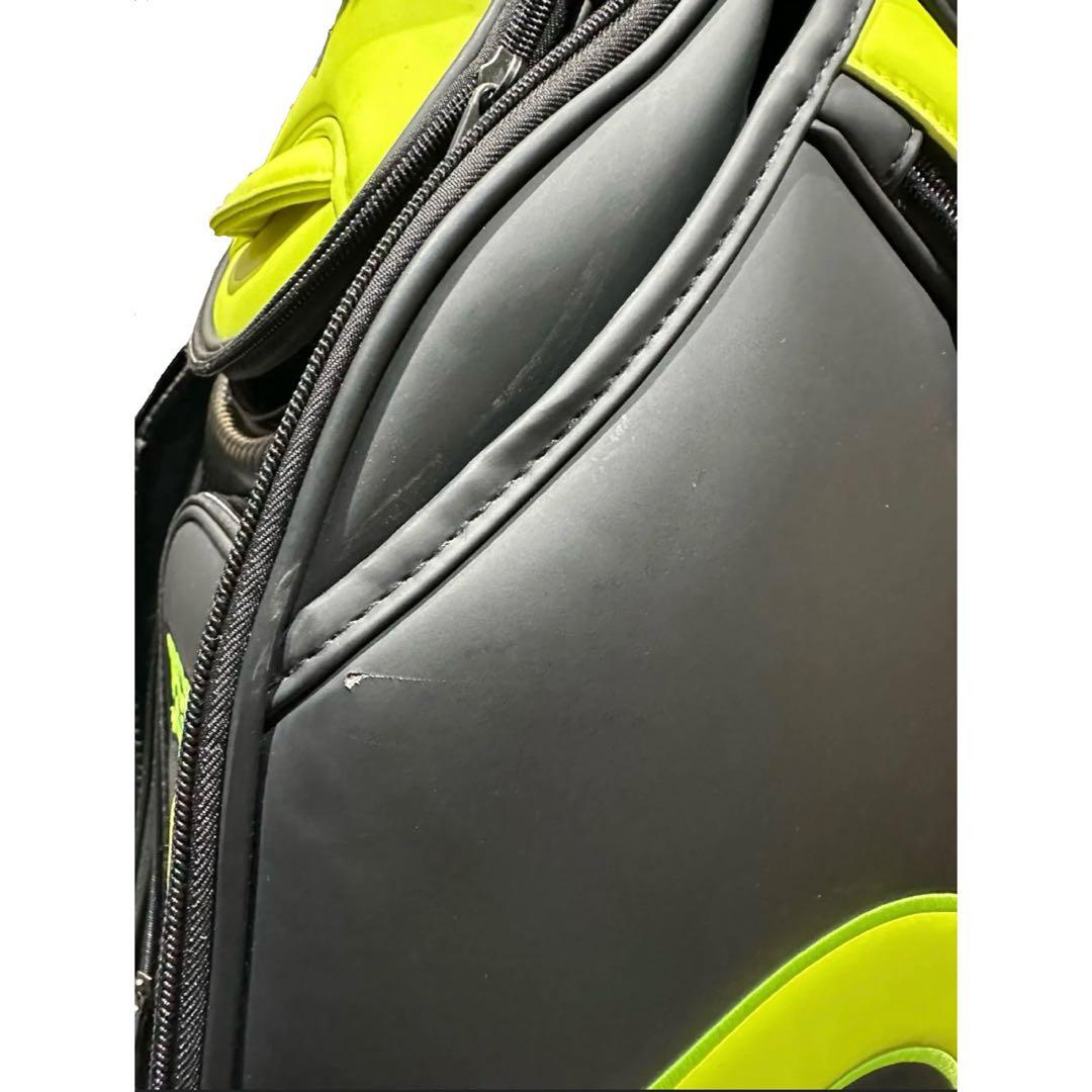 ゴルフ キャディバッグ ツアー風デザイン ブラック ネオンカラー