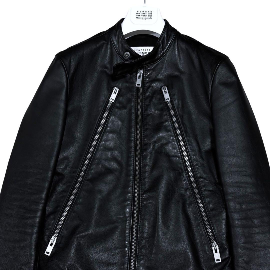 16ss 44 マルジェラ 5ZIP 八の字 カーフ ライダースジャケット 44