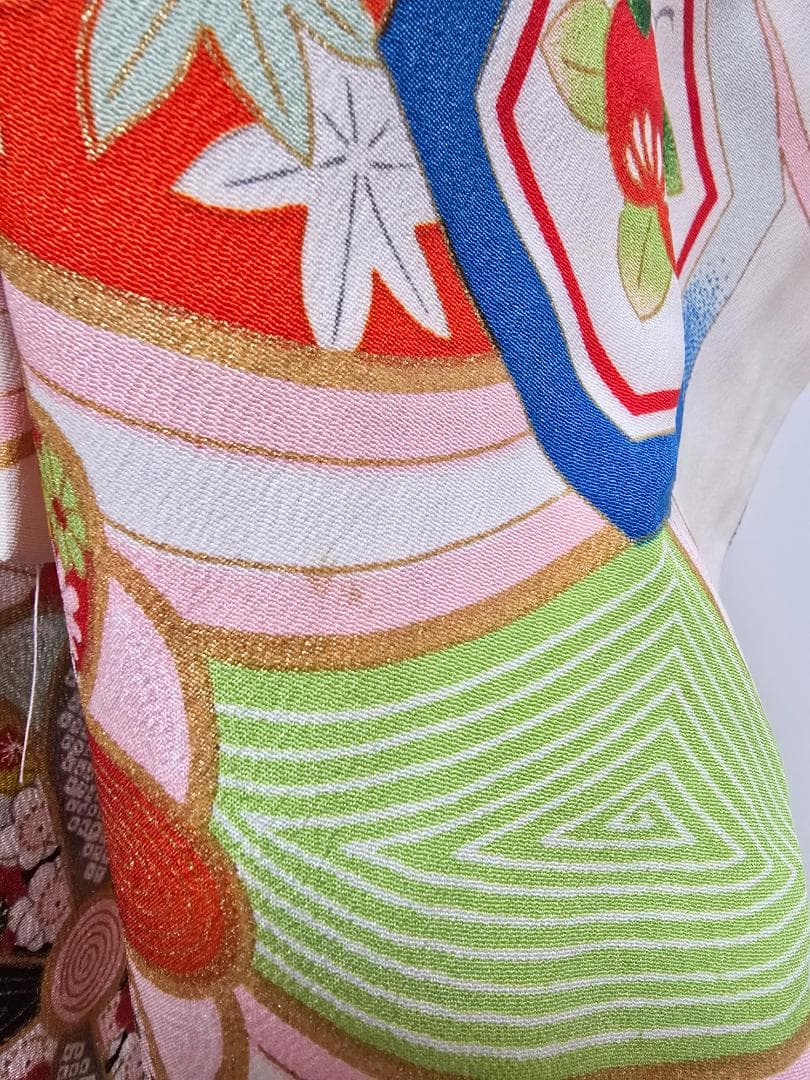 七五三　5歳～　アンティーク 正絹　着物　セット　女の子 c90