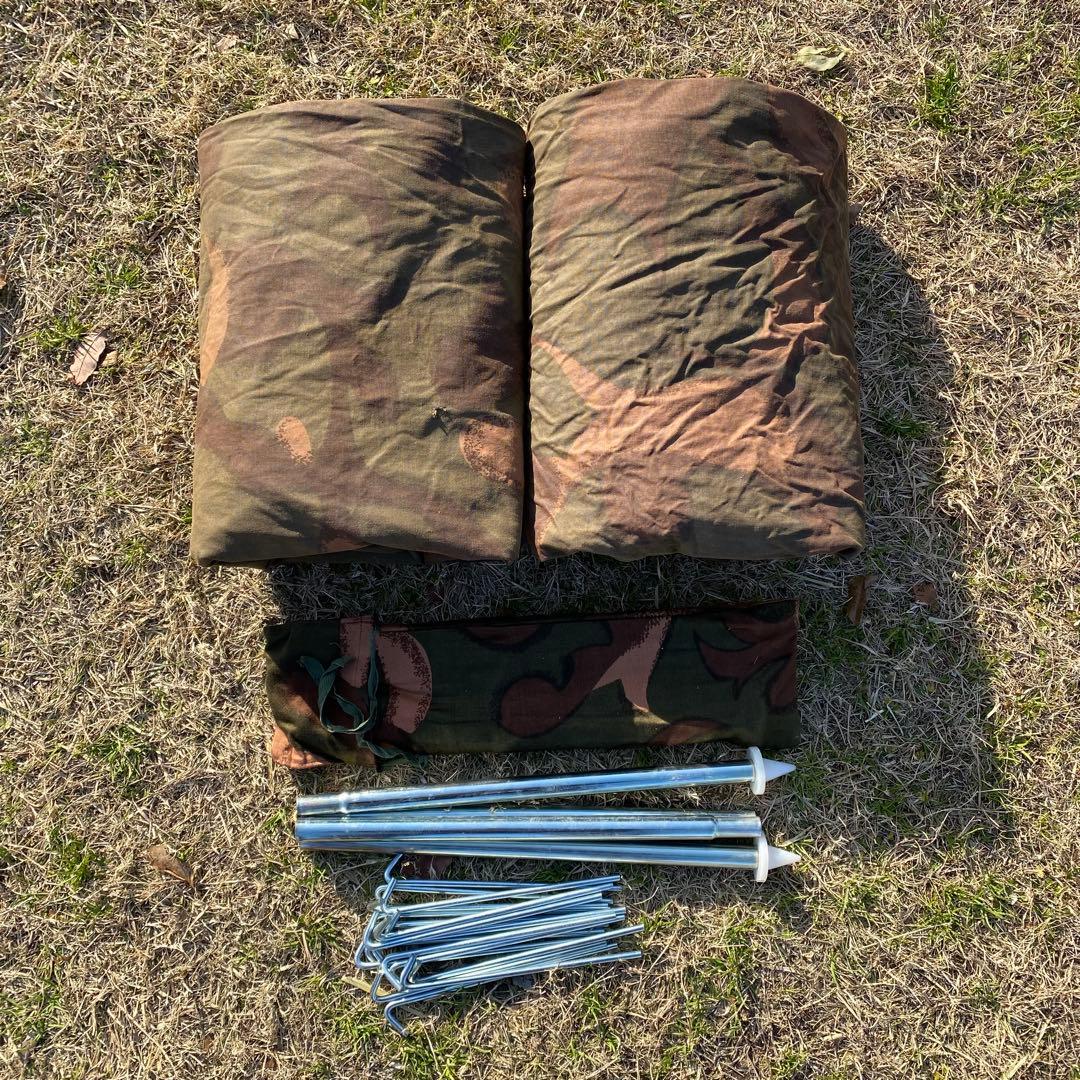 ハンガリー軍幕③　ポンチョ　２枚　ポール・ペグセット　 ワンポールテント