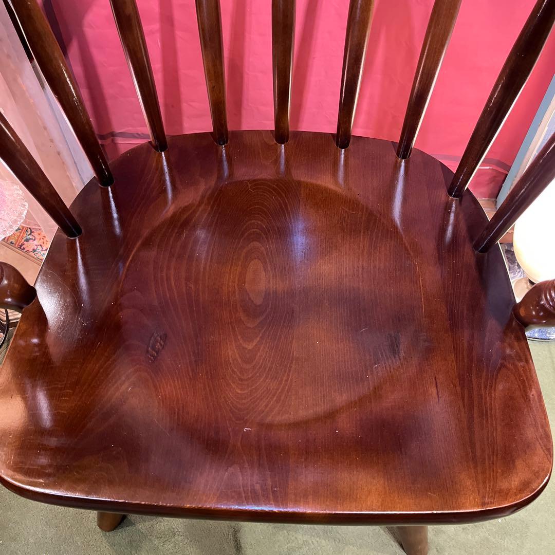 L３　オールドヴィンテージ 柏木工 ３６０度回転　ブナ無垢材　アームチェア