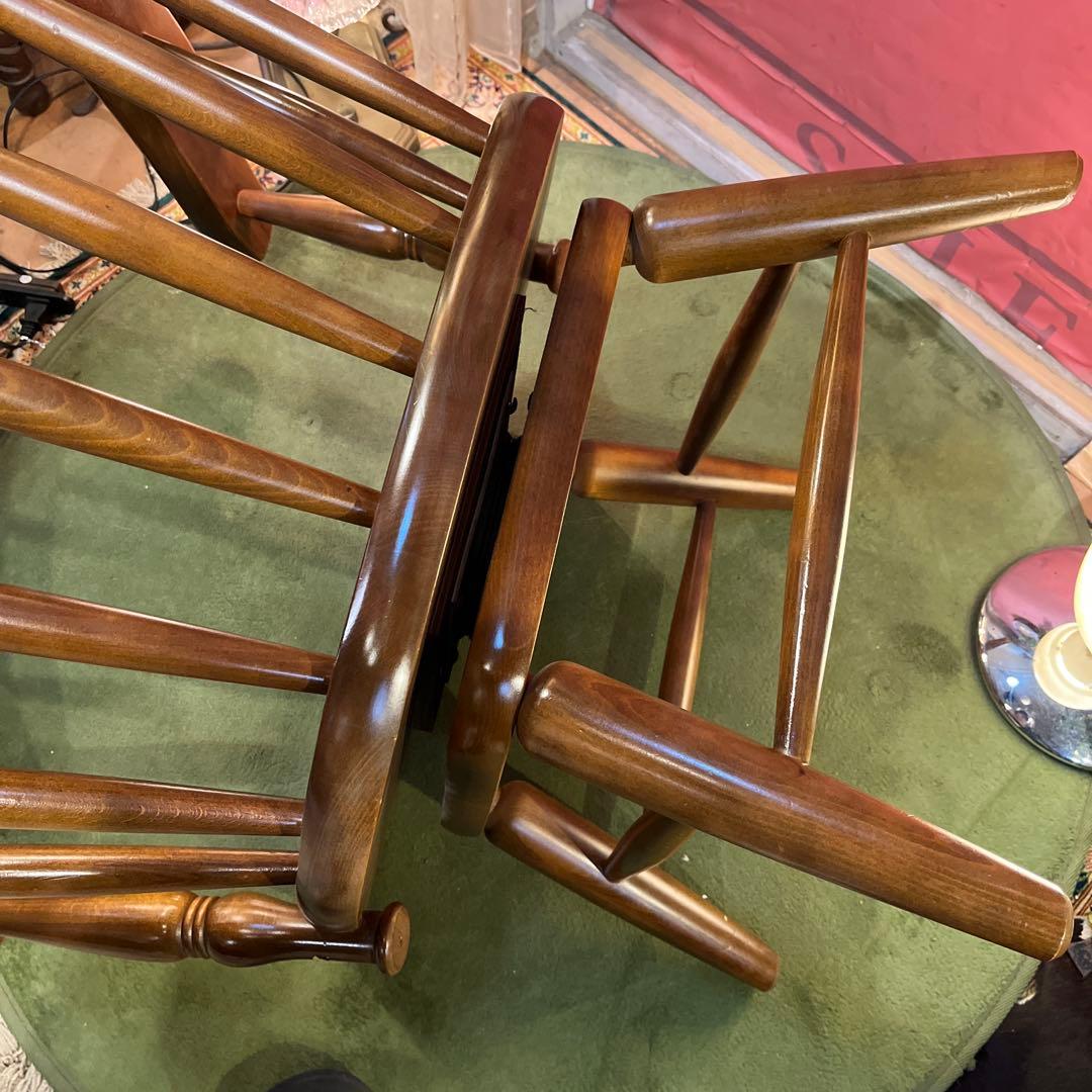 L３　オールドヴィンテージ 柏木工 ３６０度回転　ブナ無垢材　アームチェア