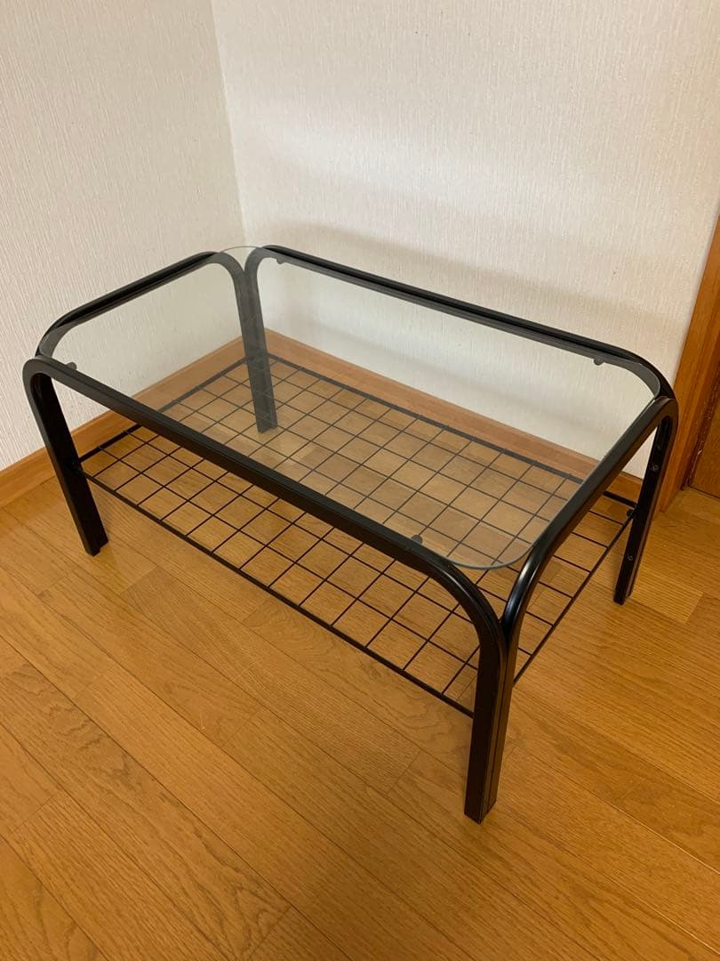 【送料無料】ガラステーブル　昭和レトロ　ビンテージ　家具　メタルフレーム　美品