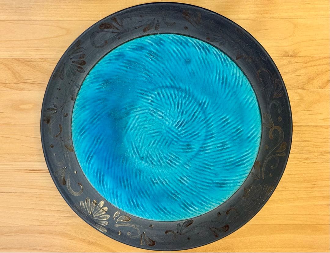 陶房火風水 やちむん 大皿 月影の海 30cm