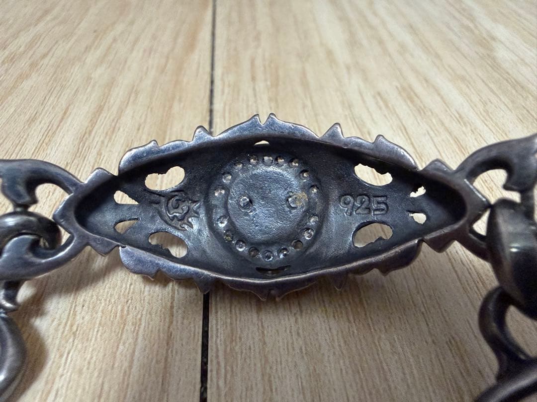 SV925 スカル ブレスレット ゴシック 重厚 チェーン シルバー925