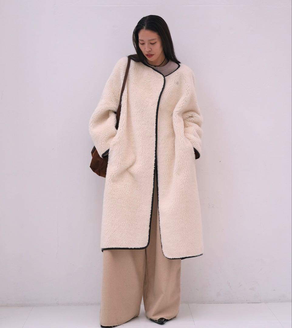 【新品】AKTE ボアロングコート ホワイト