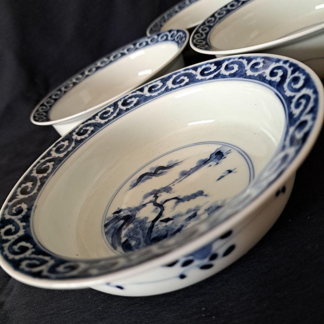 「繊細優美 染付の美！平戸(ひらど)焼」向付4客セット 骨董アンティーク