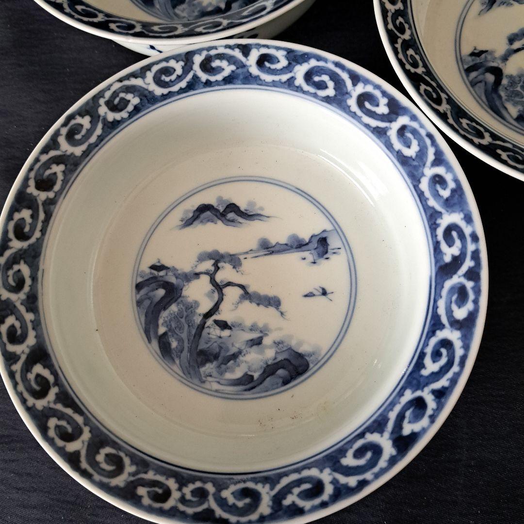 「繊細優美 染付の美！平戸(ひらど)焼」向付4客セット 骨董アンティーク