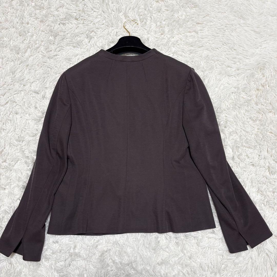 ✨極美品 13/大きいサイズ✨リフレクト パンツスーツ ノーカラー ストレッチ性