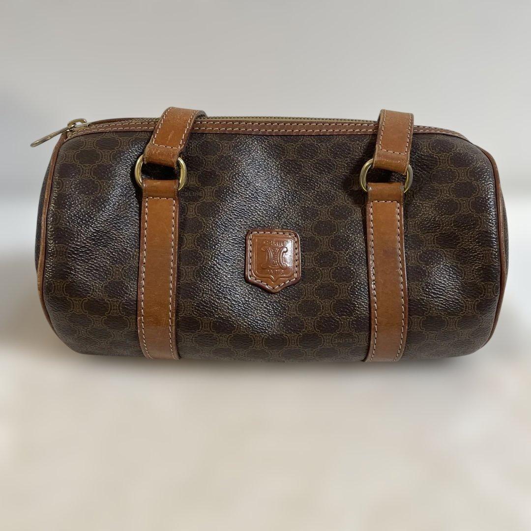 CELINE セリーヌ マカダム柄 パピヨン ボストンバッグ ハンドバッグ