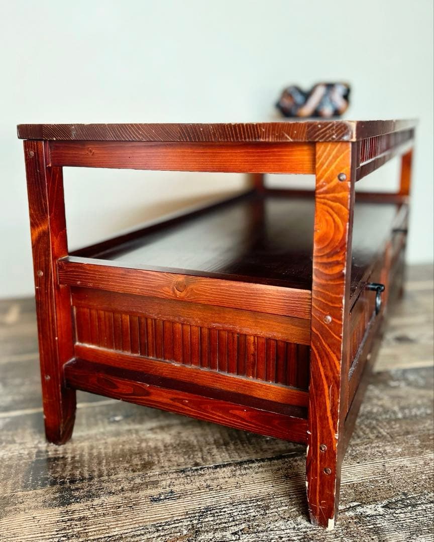 昭和レトロ 無垢材 ローボード テレビ台 古家具 国産木材 引出付 ローテーブル