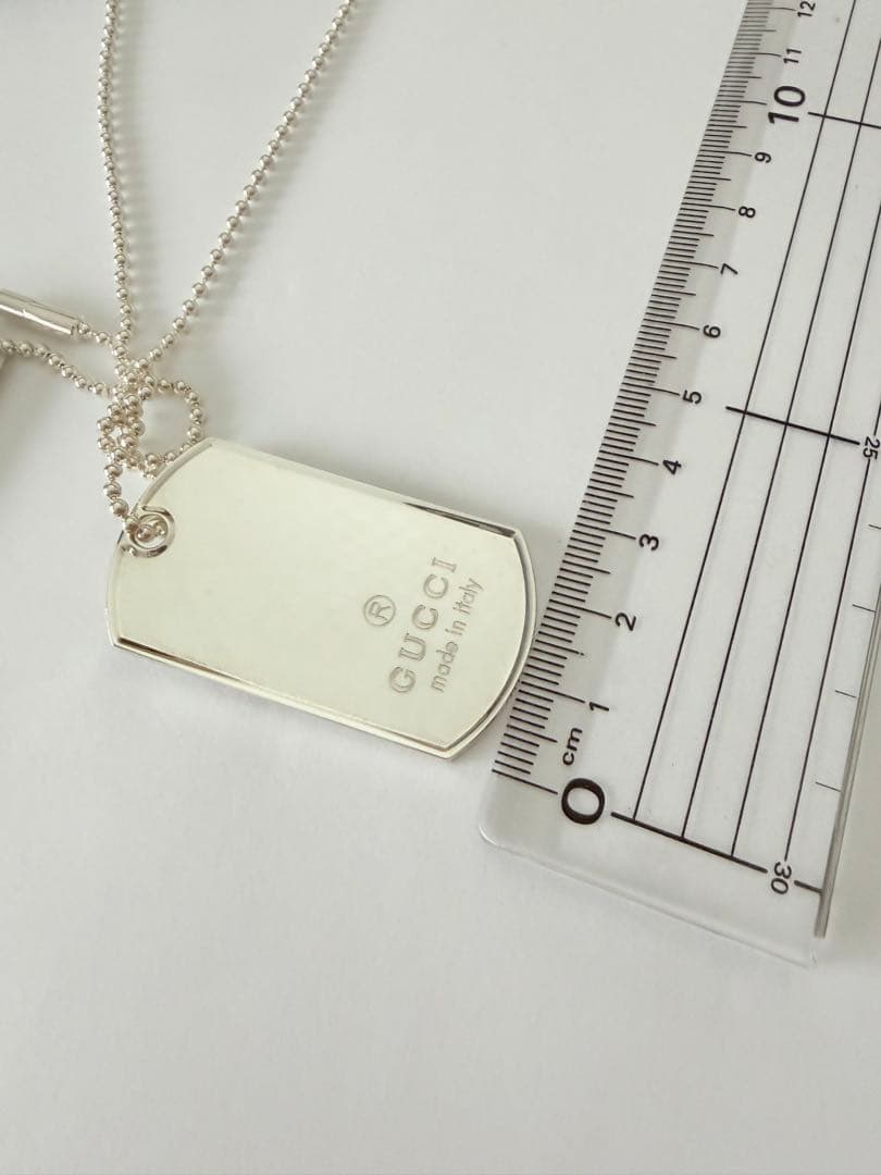 GUCCI ドッグタグ ダブルプレートネックレス シルバー925 ボールチェーン
