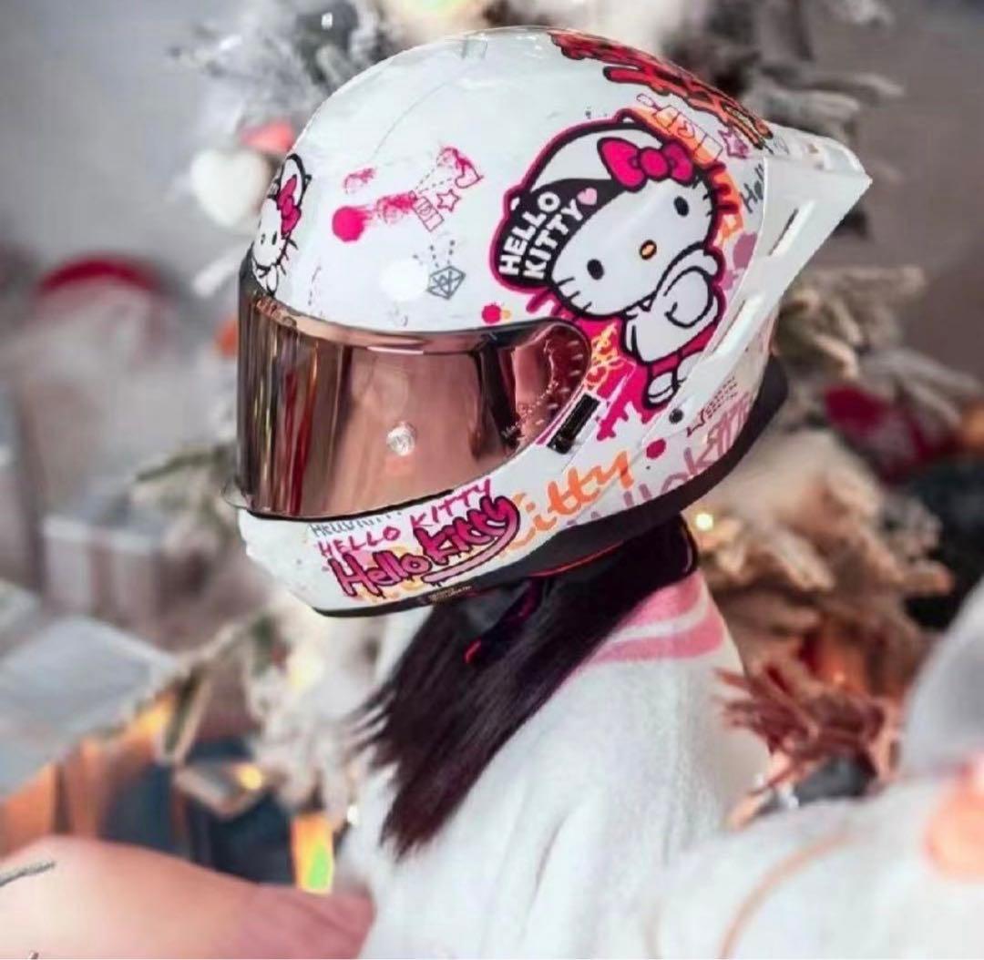 MESUGAハローキティ フルフェイスヘルメット2枚レンズ付き メガネ対応