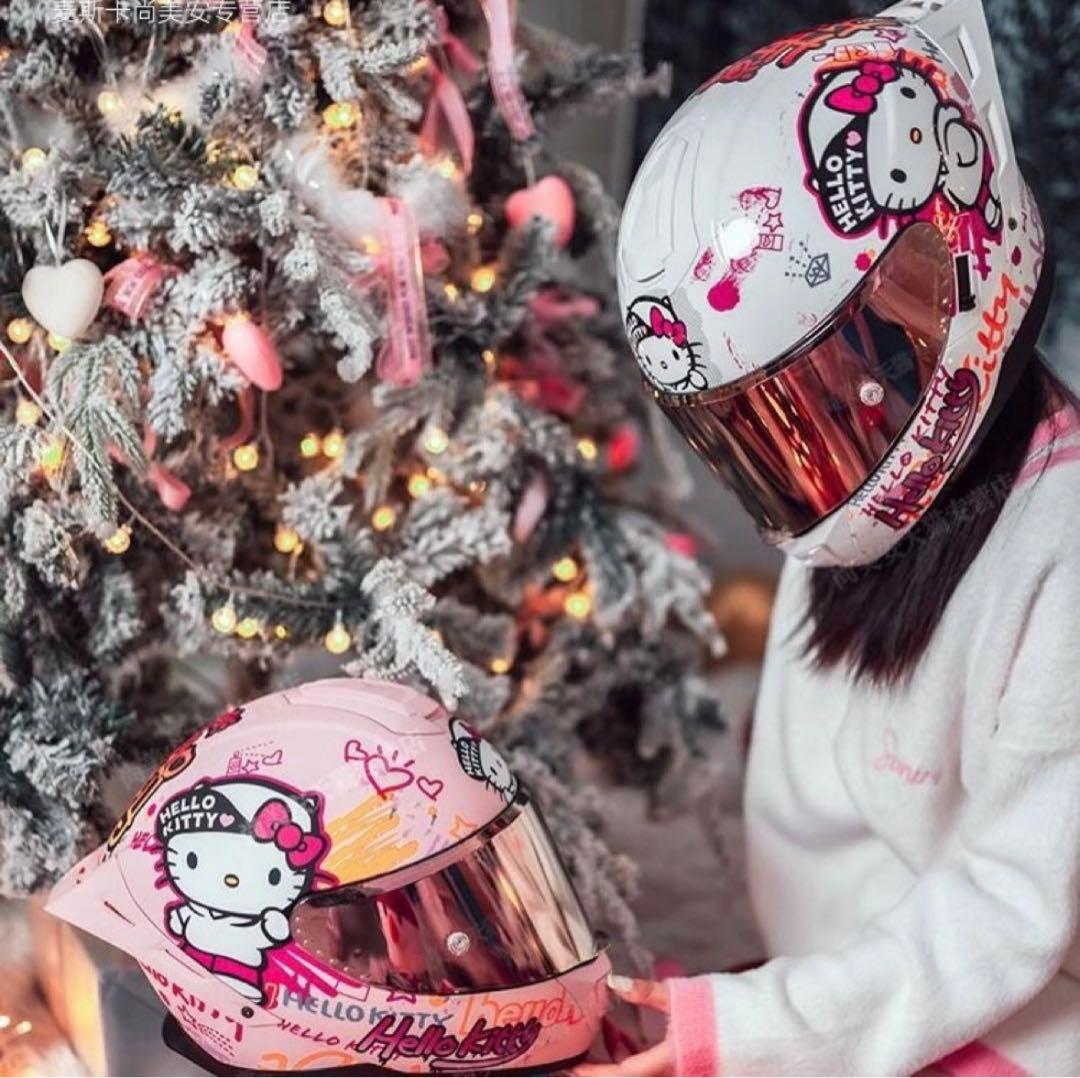 MESUGAハローキティ フルフェイスヘルメット2枚レンズ付き メガネ対応