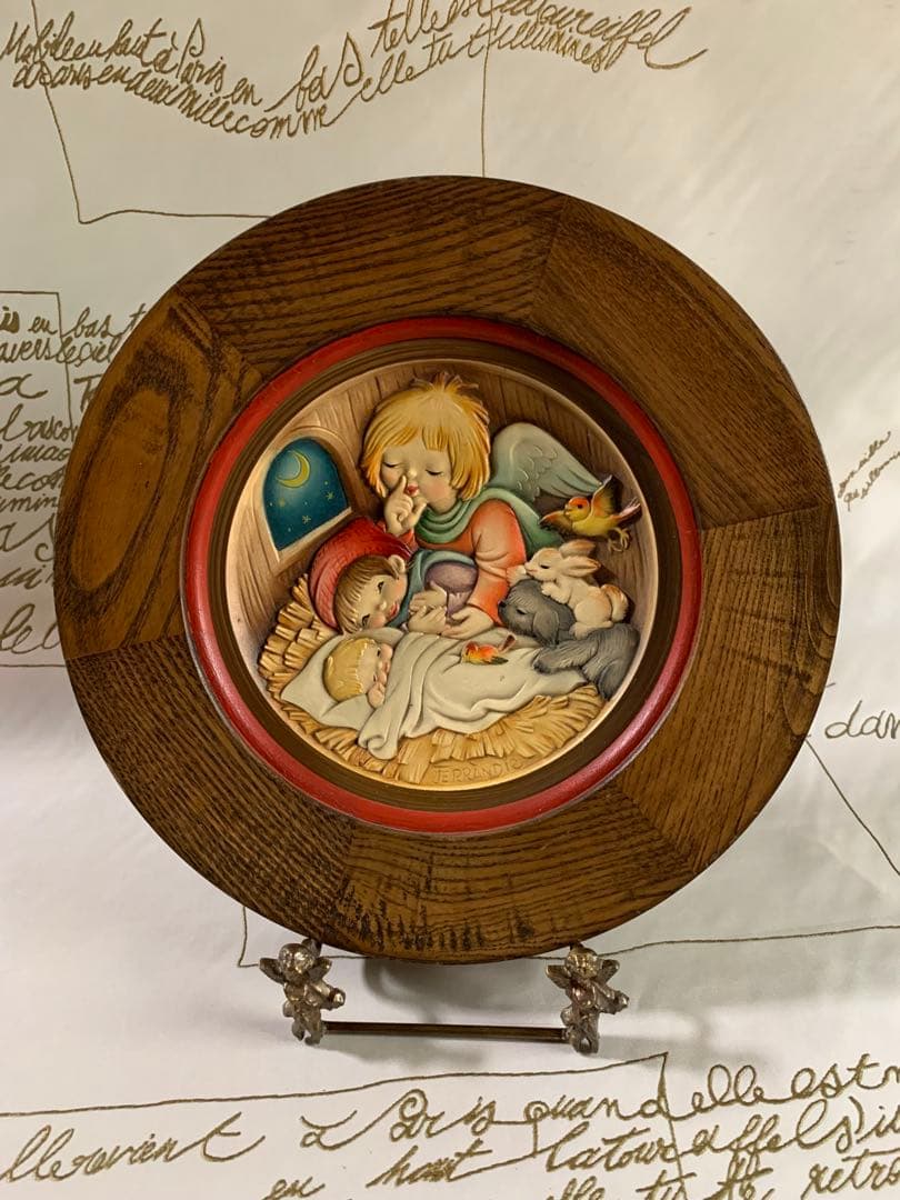 アンリ人形　ビンテージ1983年クリスマス木製プレート！可愛い過ぎます！