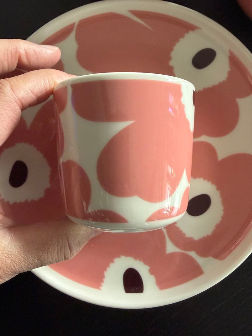 マリメッコ　限定　ウニッコ　ピンクxブラウン　4個セット　未使用含む箱無し