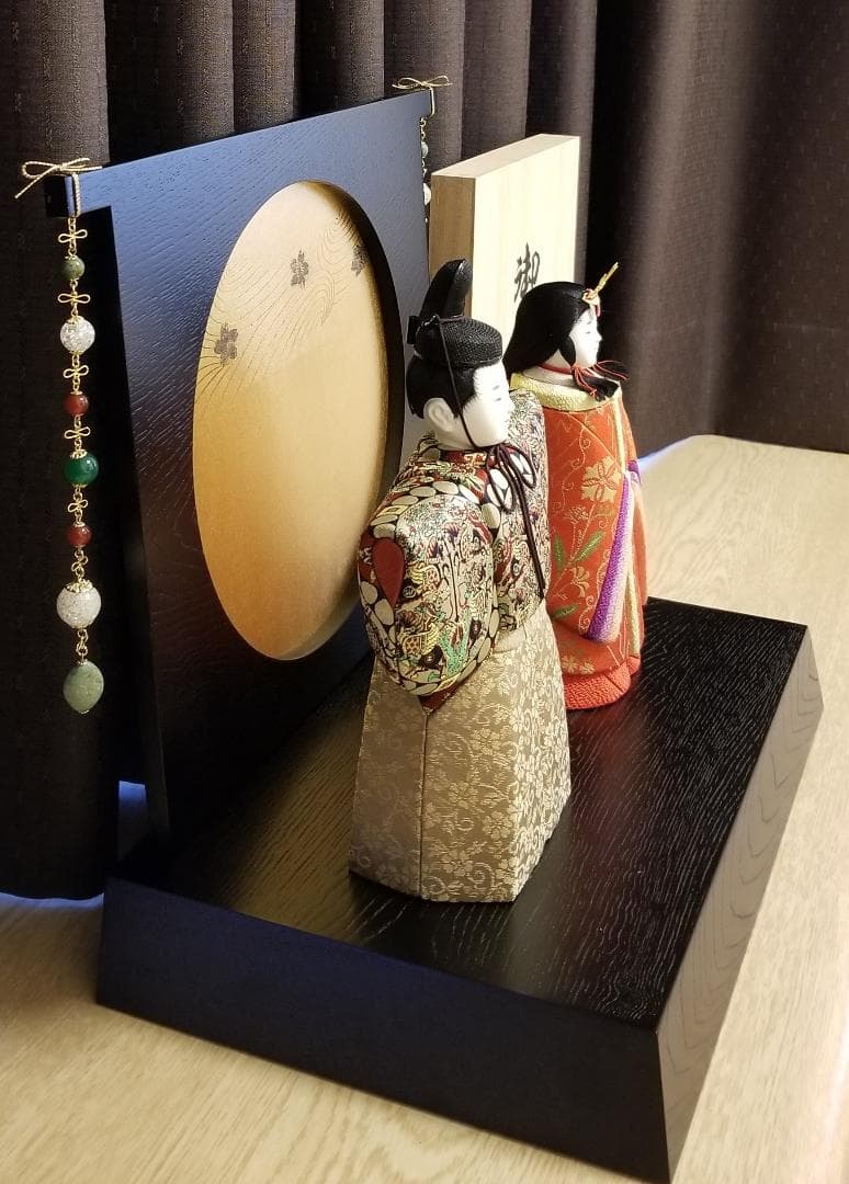 【値引き断行！】【未使用/超美品】原孝洲作　木目込み立雛　木製台・桐箱付き