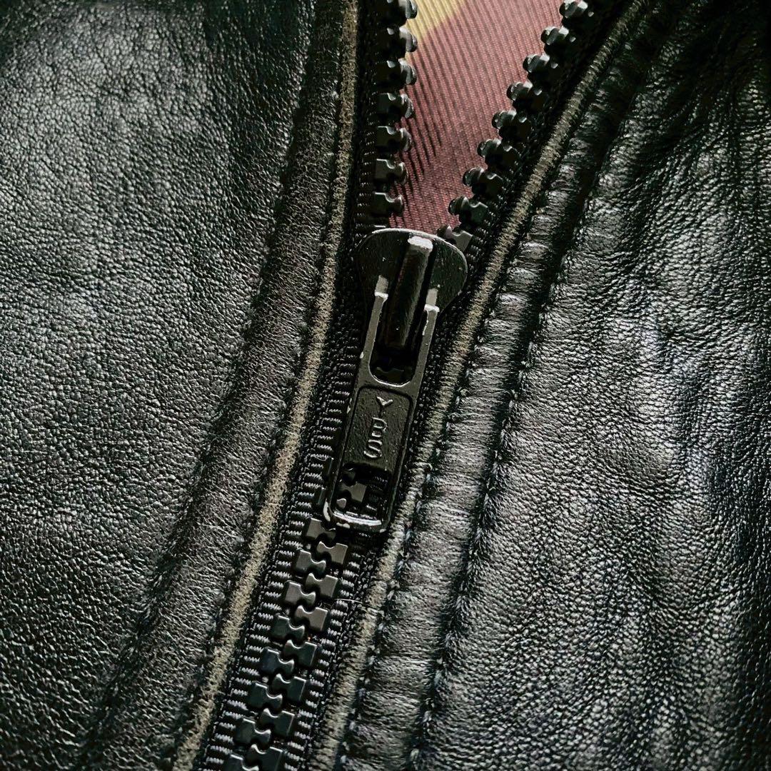 バイカラーボンバージャケット●希少2XLサイズ●90sヴィンテージ リアルレザー