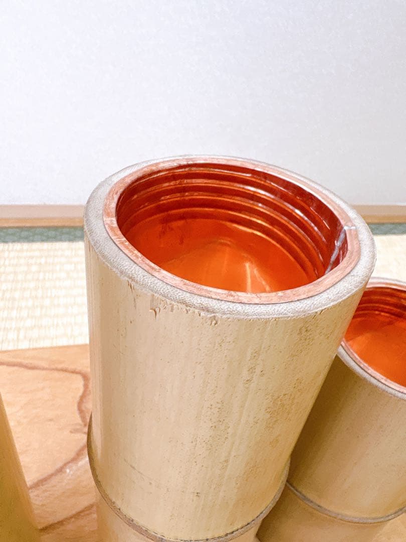 80 短三管筒　3本セット　竹製　華道　生花　格花　花器　水仙