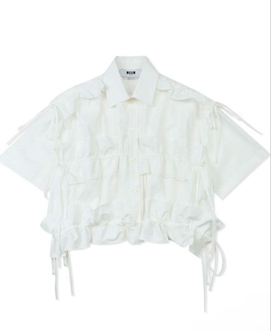 新品タグ付きMSGM フリルディテール ポプリンシャツ36