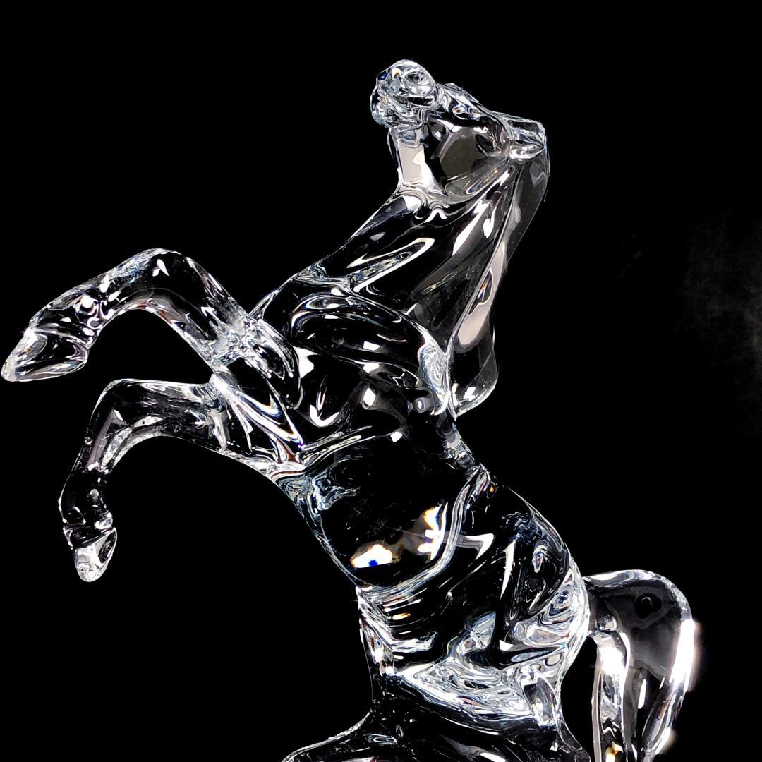 【美品】バカラ／クリスタル いななく馬 ホース 彫刻 置物／BC368