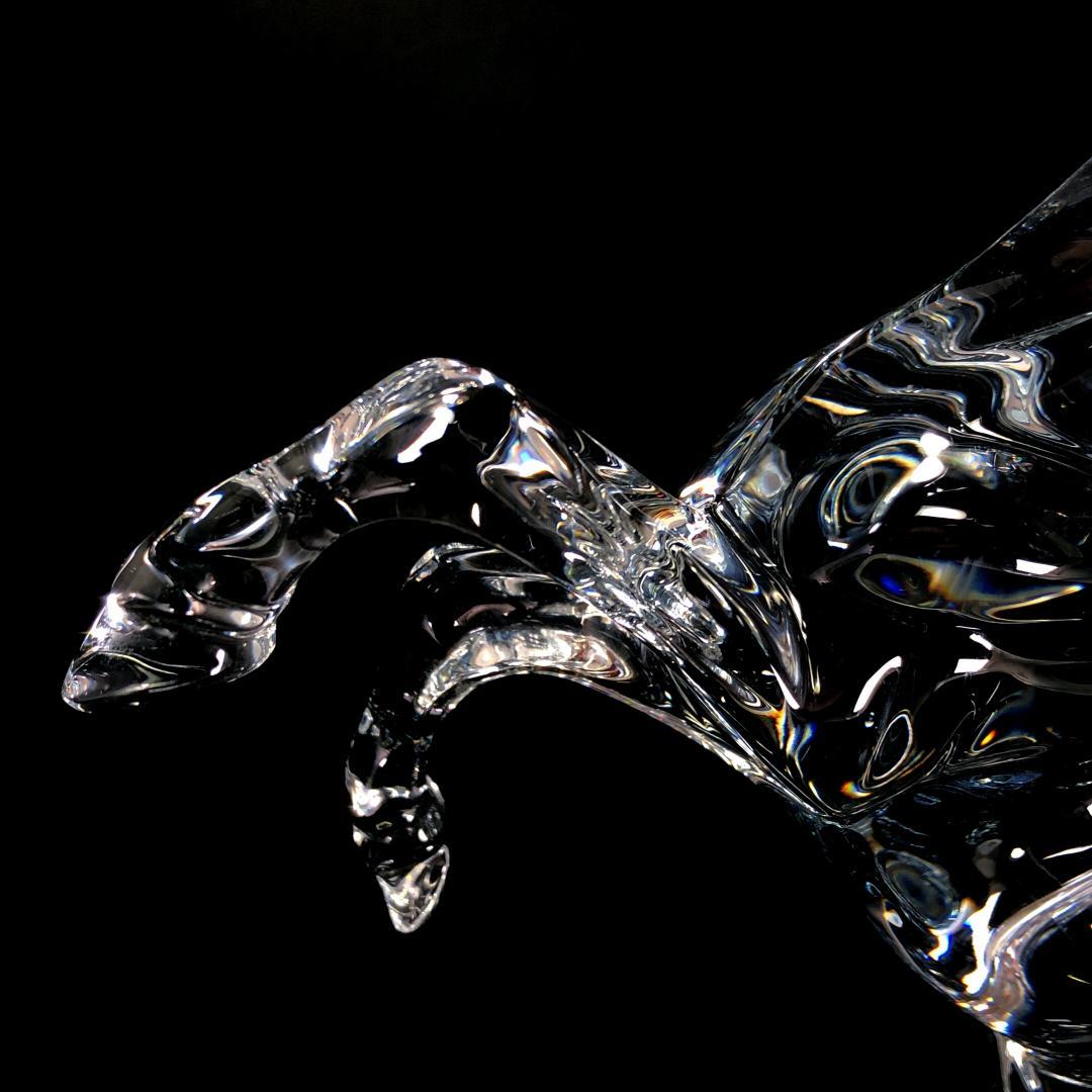 【美品】バカラ／クリスタル いななく馬 ホース 彫刻 置物／BC368