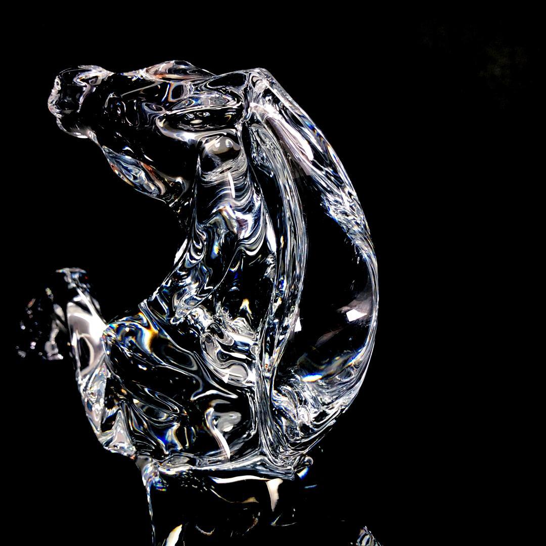 【美品】バカラ／クリスタル いななく馬 ホース 彫刻 置物／BC368