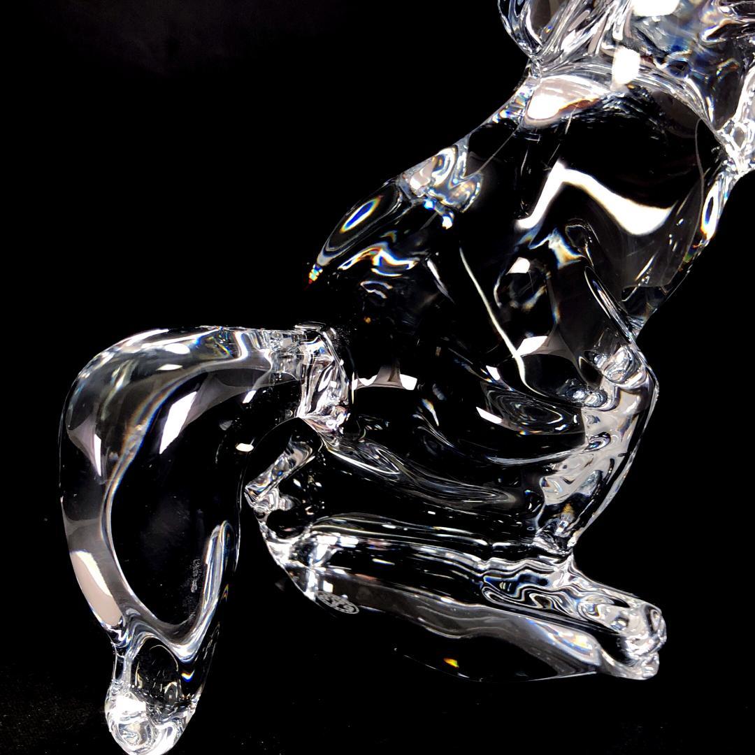 【美品】バカラ／クリスタル いななく馬 ホース 彫刻 置物／BC368