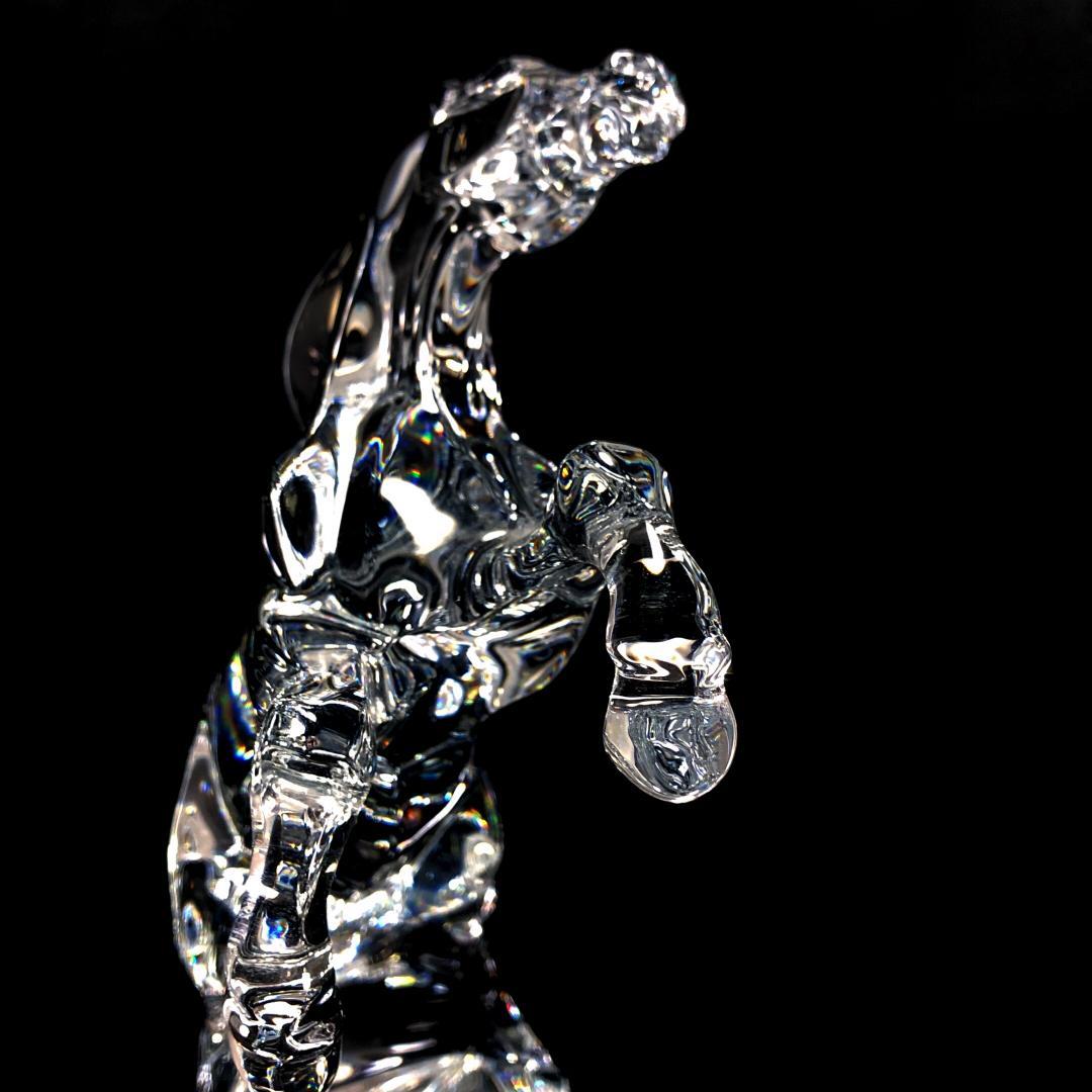 【美品】バカラ／クリスタル いななく馬 ホース 彫刻 置物／BC368