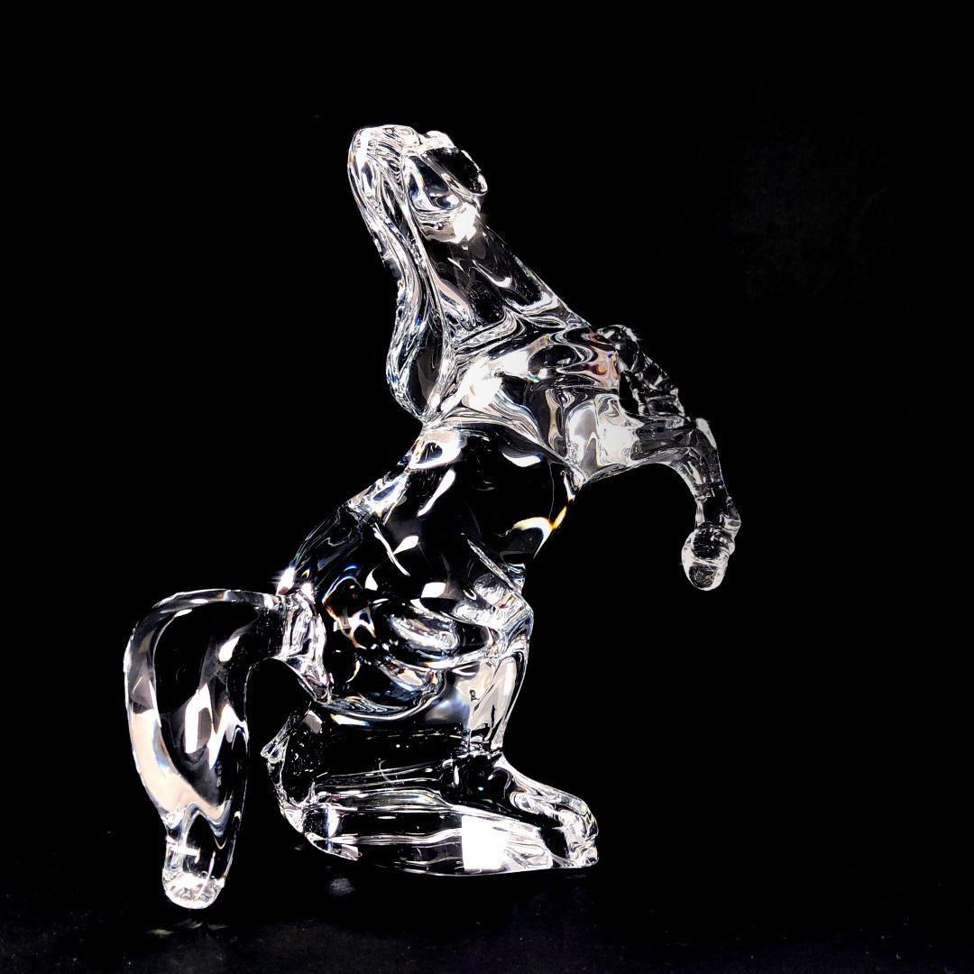 【美品】バカラ／クリスタル いななく馬 ホース 彫刻 置物／BC368