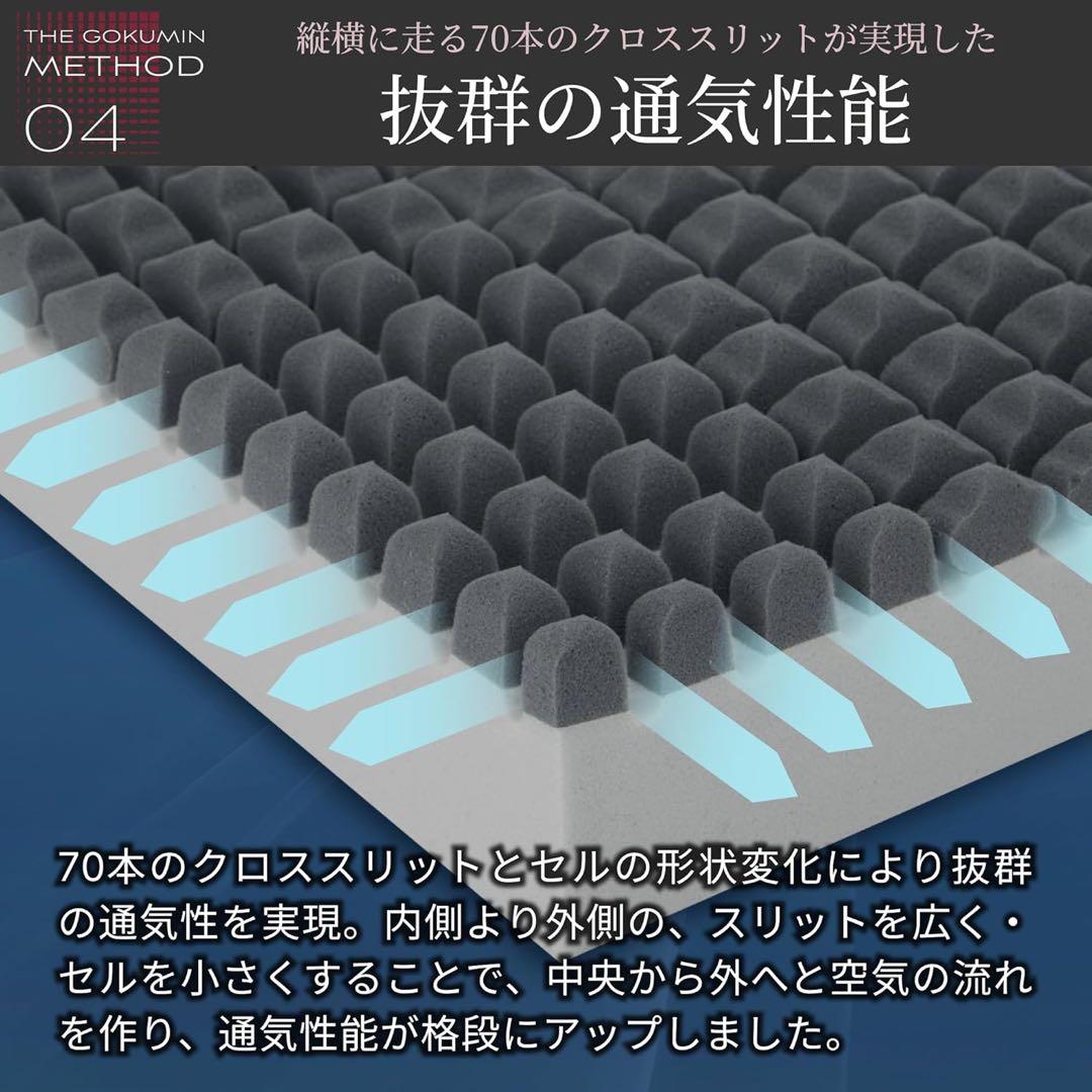 GOKUMIN 高反発 マットレス ダブル 極厚10cm チャコールグレー