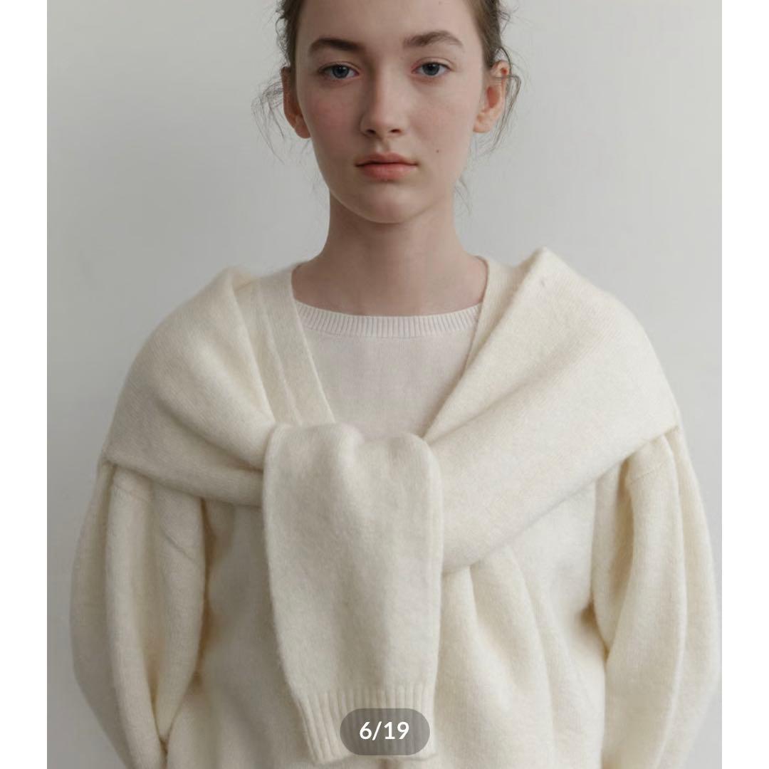 naeアルパカカーディガン ホワイトAlpaca Cardigan