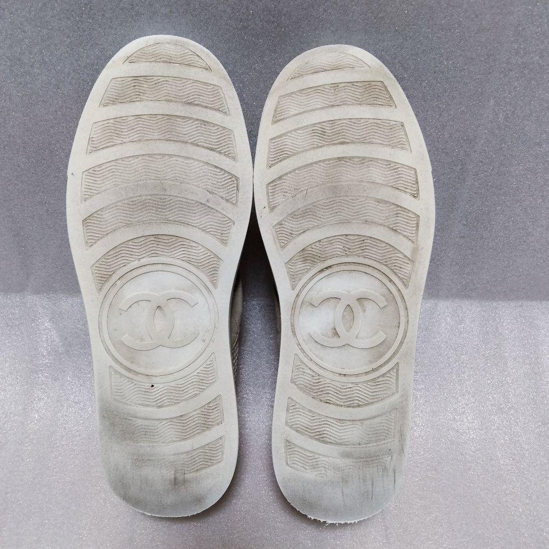 CHANELメッシュスニーカーココマークホワイト×グレーベージュ系 24cm前後