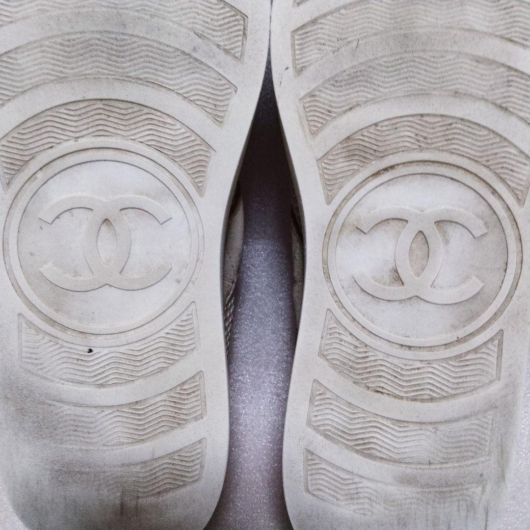 CHANELメッシュスニーカーココマークホワイト×グレーベージュ系 24cm前後