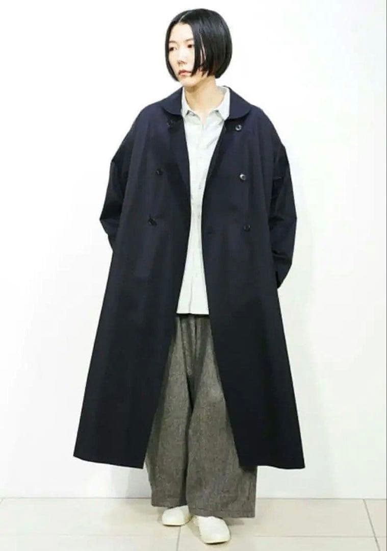 【美品】GRANDMA MAMA DAUGHTER　ラウンドカラートレンチコート