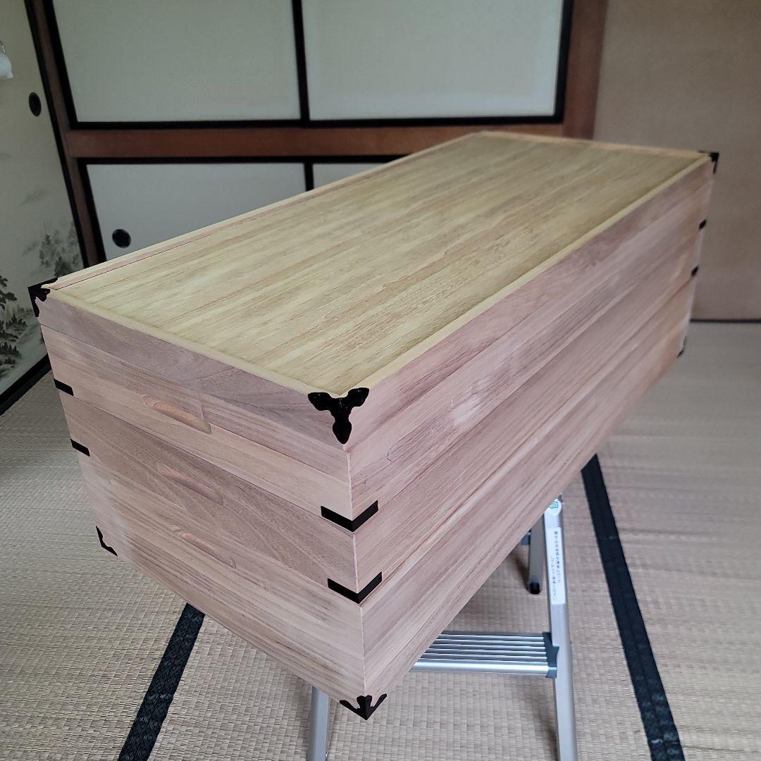 桐衣装箱　3段　蓋付き　着物 収納ケース 和家具